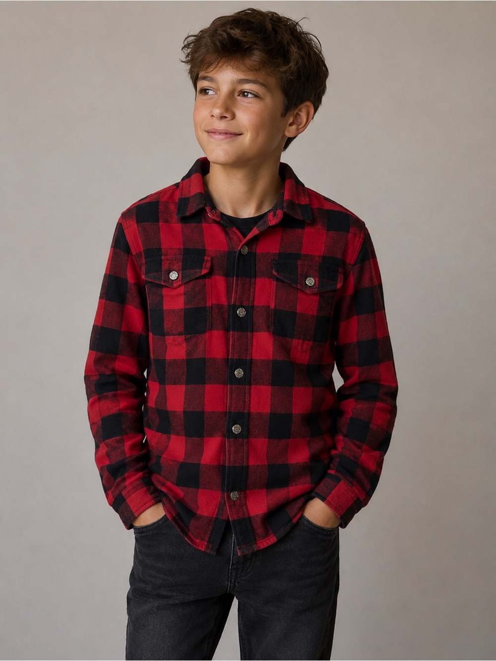 NWT Tommy Bahama Kids Red/Black Buffalo Flannel Jacket Shacket Boys XXL 16